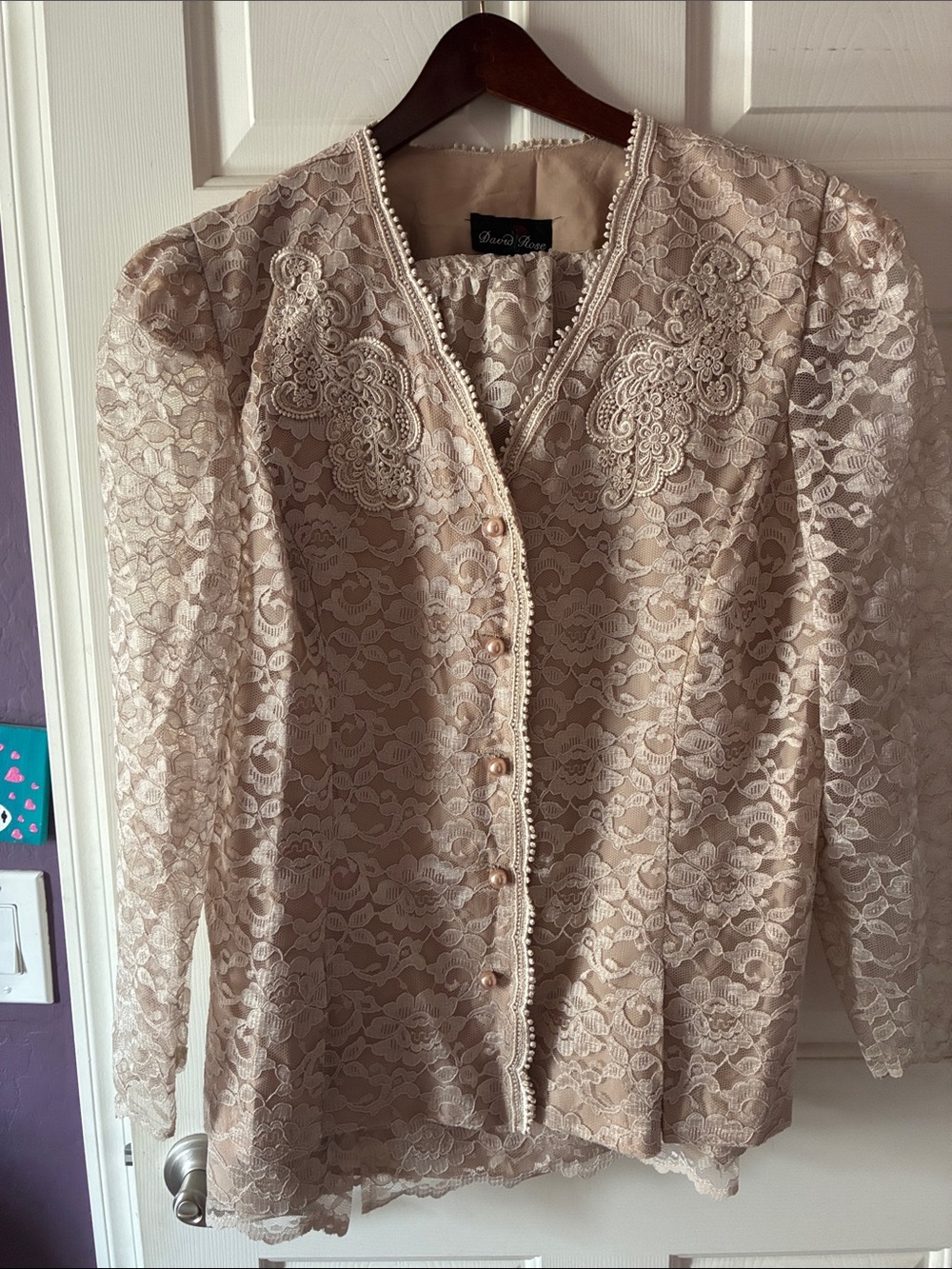 VTG DAVID ROSE LACE MOTB DRESS